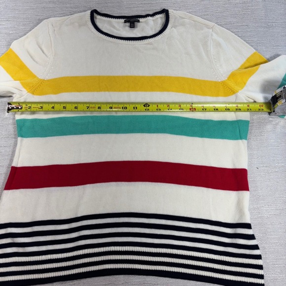 Talbots Petite XL Striped Pima Cotton Sweater Crew Neck Colorful Nautical - Picture 4 of 6